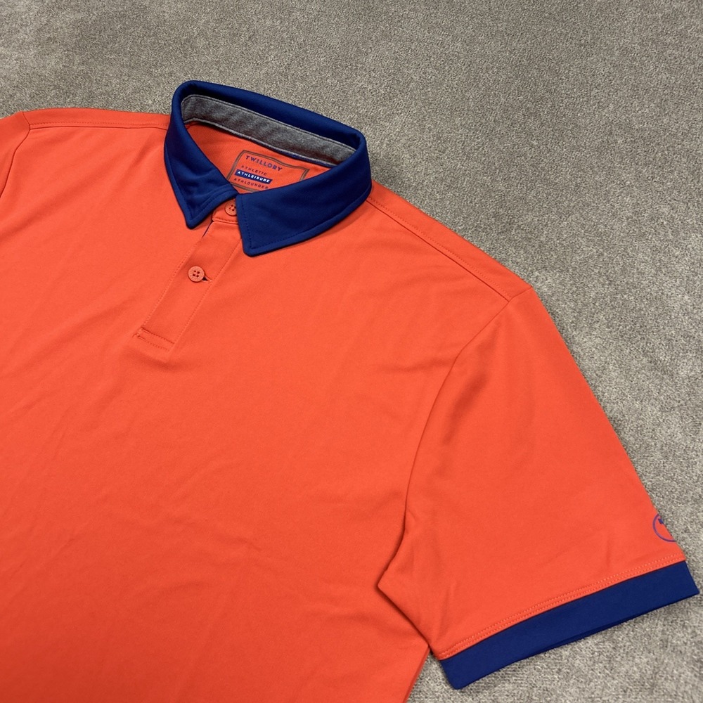 Twillory Polo Shirt Mens Large Orange Athleisure Golf Performance Short Sleeve